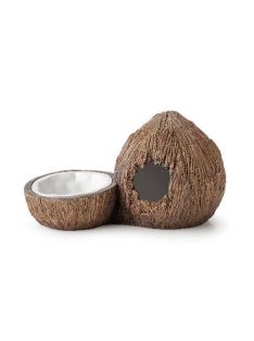   Exo-Terra Coconut Hide & Water Dish Set - búvóhely, vízestál (kókuszdió formájú) terráriumokba (20x11x11cm)